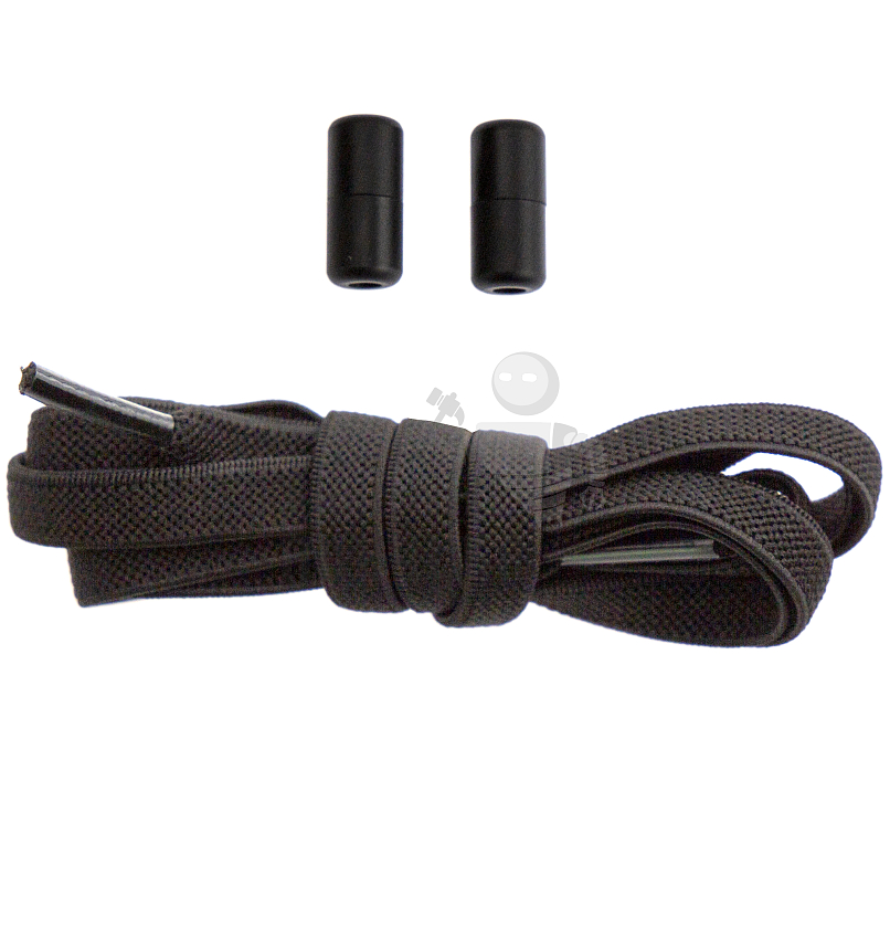 Эластичные шнурки для кроссовок с металлическим замком, 100-150см, плоский, цв.черный