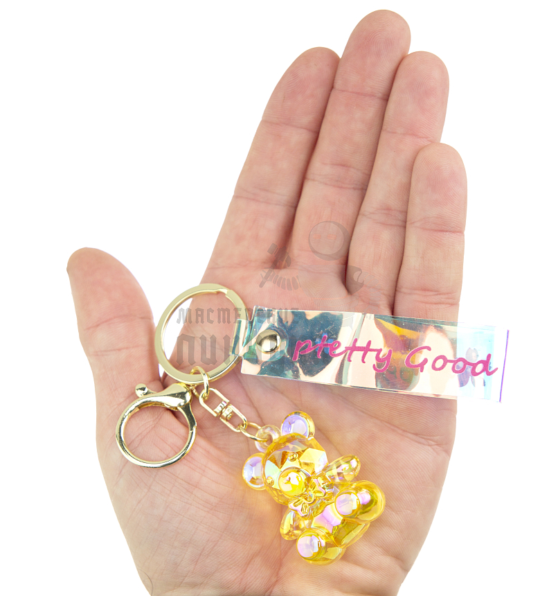 Брелок для ключей "Мишка" + карабин, цв.желтый