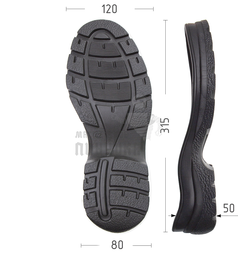 Подошва муж. Киров 115-Б р. 42, цв. черный