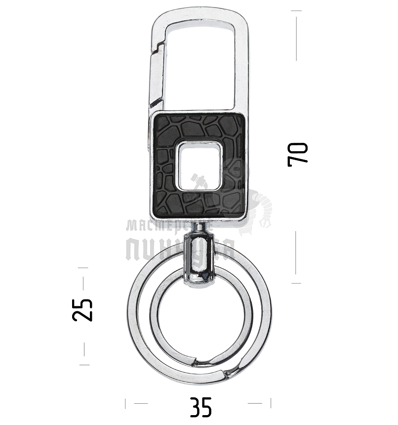 Карабин с двумя кольцами для ключей чёрный