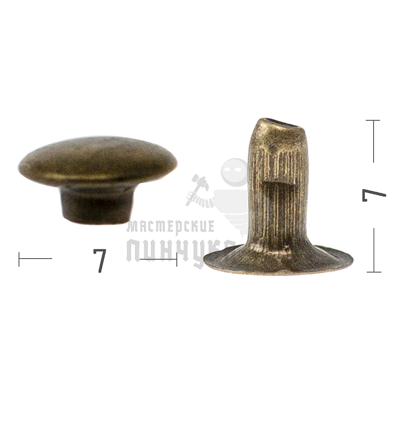 Хольнитены №33. 7х7мм, односторонний, сталь, цв. антик