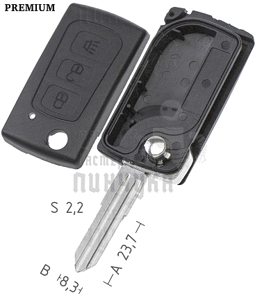 Корпус выкидного ключа GM15 3 кнопки КНР  GREAT WALL