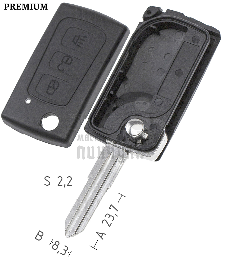 Корпус выкидного ключа GM15 3 кнопки КНР  GREAT WALL