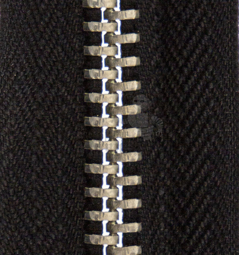 Молния металлическая тип 8 16см н/р, цв. черный 322, зв никель