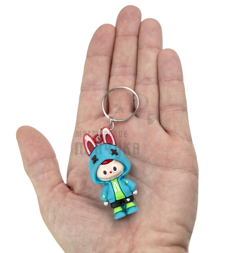 Брелок для ключей "LABUBU" с ушками, цв.бирюзовый