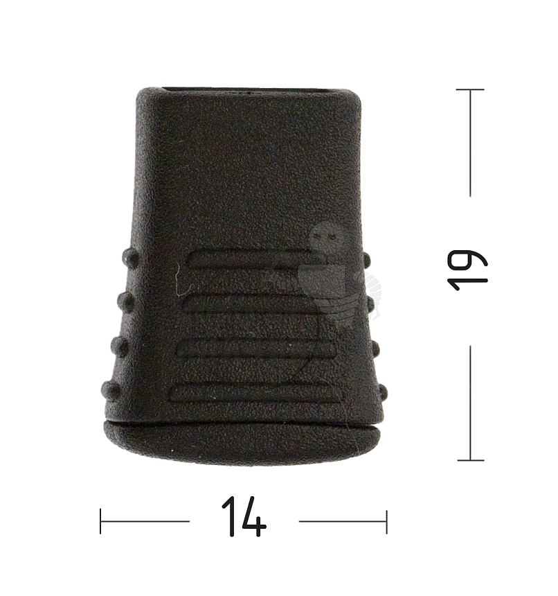 Наконечник для шнура с заглушкой, шнур (8,7мм), колокольчик Apri KEO14, цв.черный
