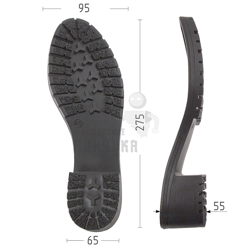 Подошва жен. "LERA", р.40, цв.ченый