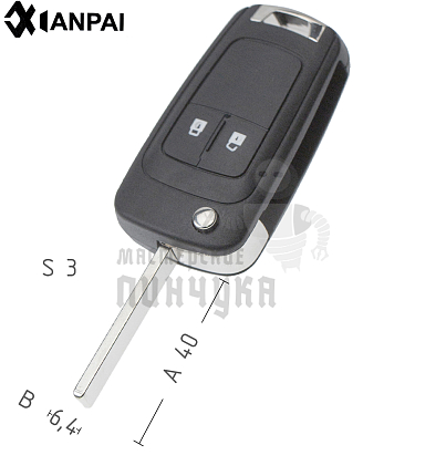 Корпус выкидного ключа OP-11P HU100 HF66P 2 кнопки 2 КНР   CHEVROLET