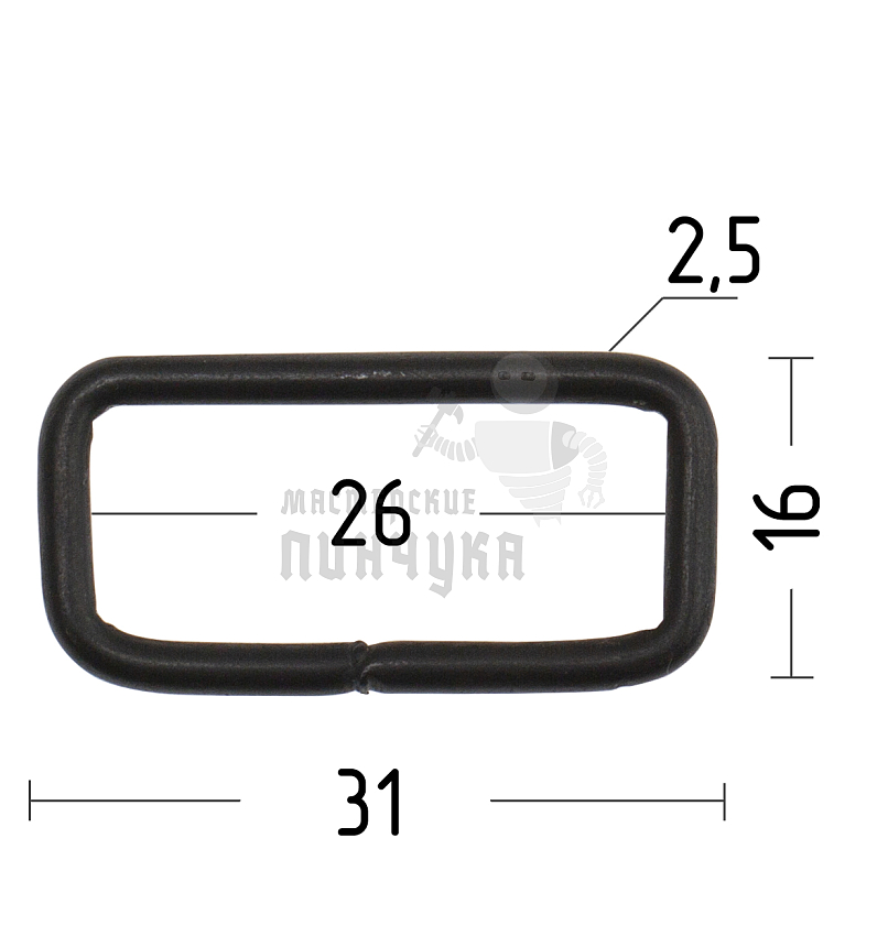 Пряжка - рамка 25х12мм (толщ. 2мм) цв оксид.