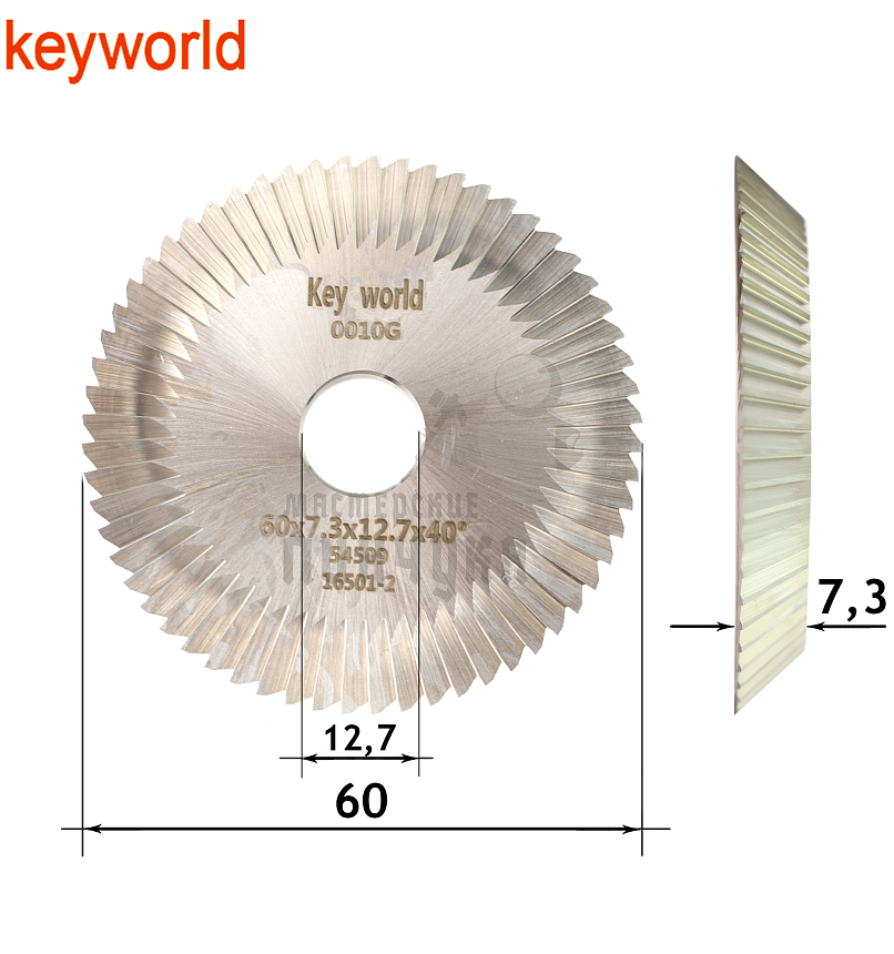 Фреза KeyWorld 0010G угловая (Ф60X7.3XФ12.7X40°X80T) HSS