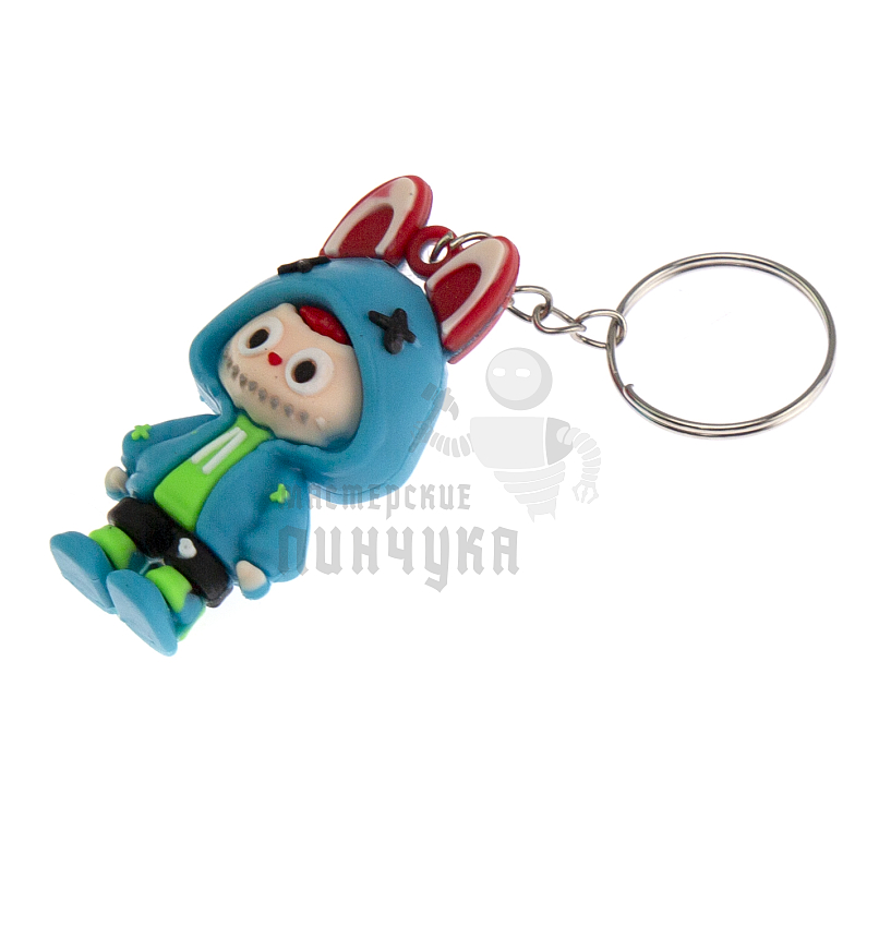 Брелок для ключей "LABUBU" с ушками, цв.бирюзовый