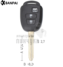 Корпус ключа TOYO-15.P TOY43 TY37R 3 кнопки прямоугольный КНР  TOYOTA - Чертеж