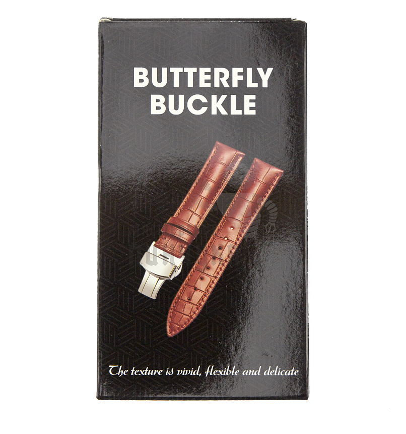 Ремешок для часов c тиснением под крокодила (Кожа, пряжка-бабочка/клипса, коричневый, 22мм)