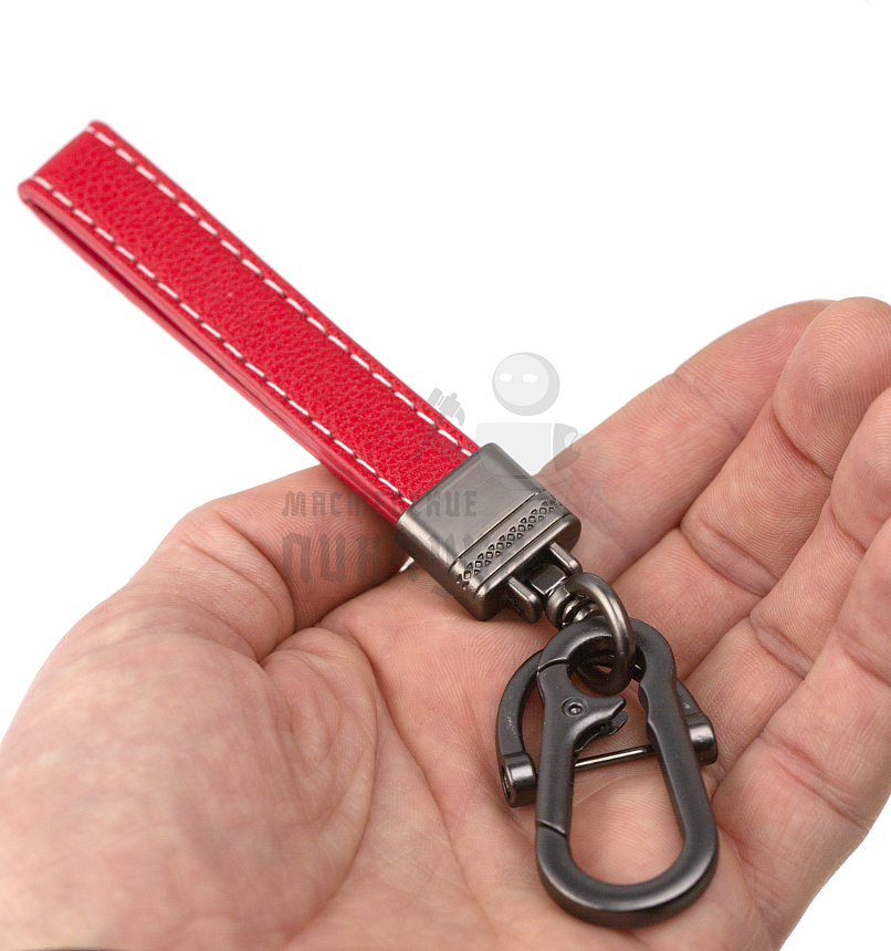 Кожаный брелок для ключей с карабином, красный
