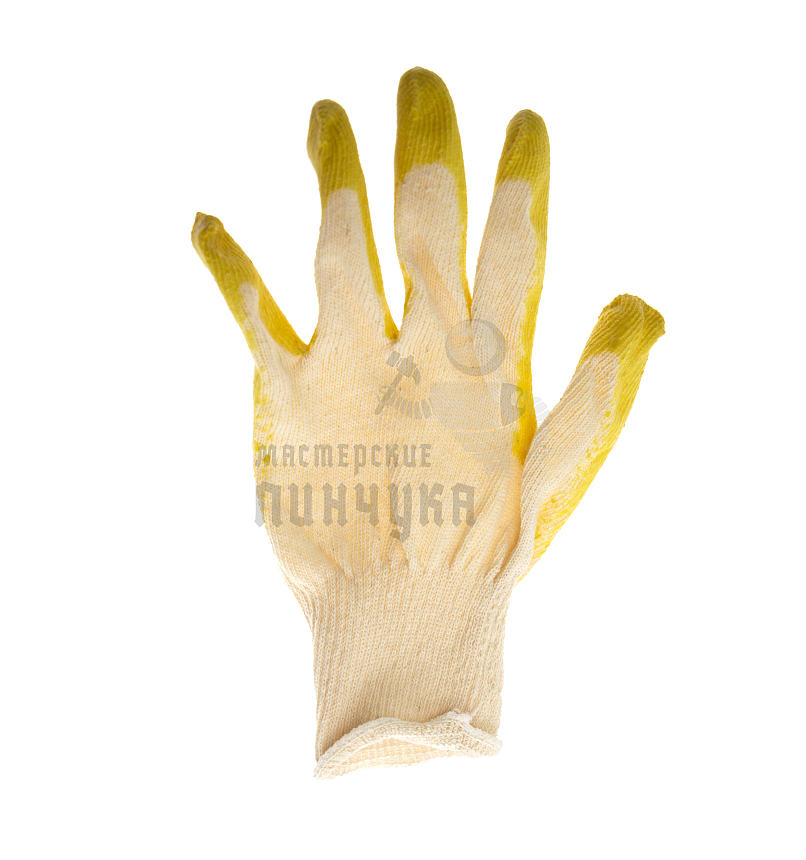 Перчатки трикотажные с однослойным латексным обливом (желтый)