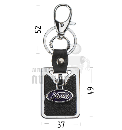 Авто карабин с кольцом для ключей FORD (рифленая)
