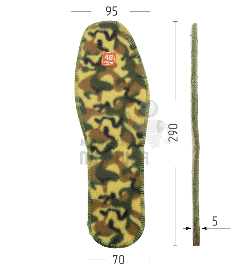 Стелька с войлоком, флис с рис.камуфляж (В08) р.48