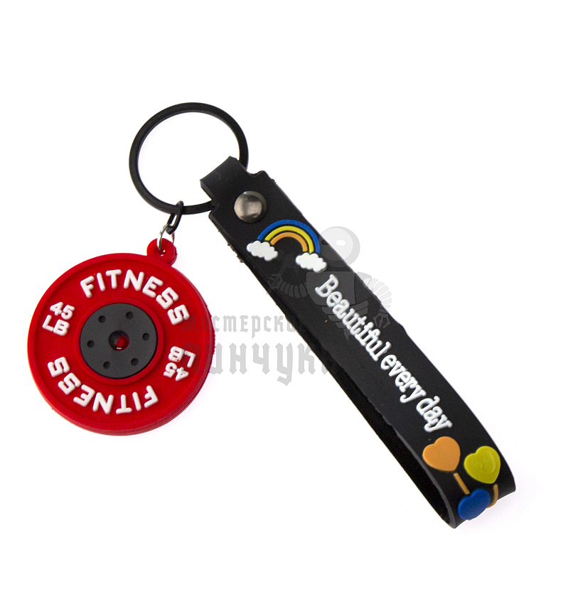 Брелок для ключей "FITNESS" Блин для штанги, диск "45LB", цв.красный