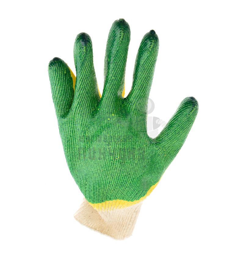 Перчатки трикотажные с двухслойным латексным обливом (зелёный)