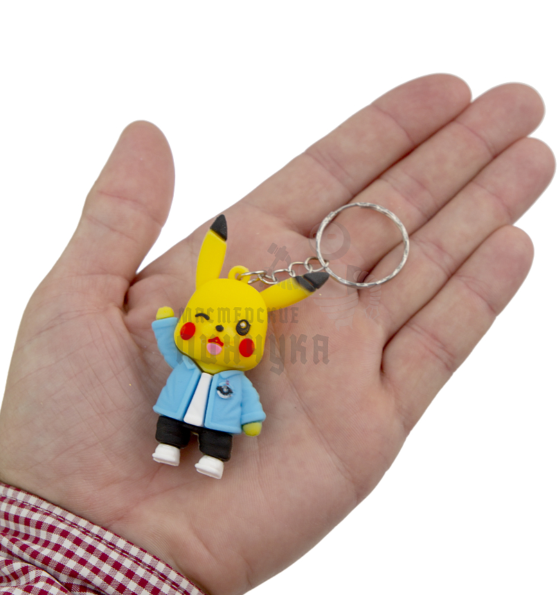 Брелок для ключей "Пикачу " голубой пиджак