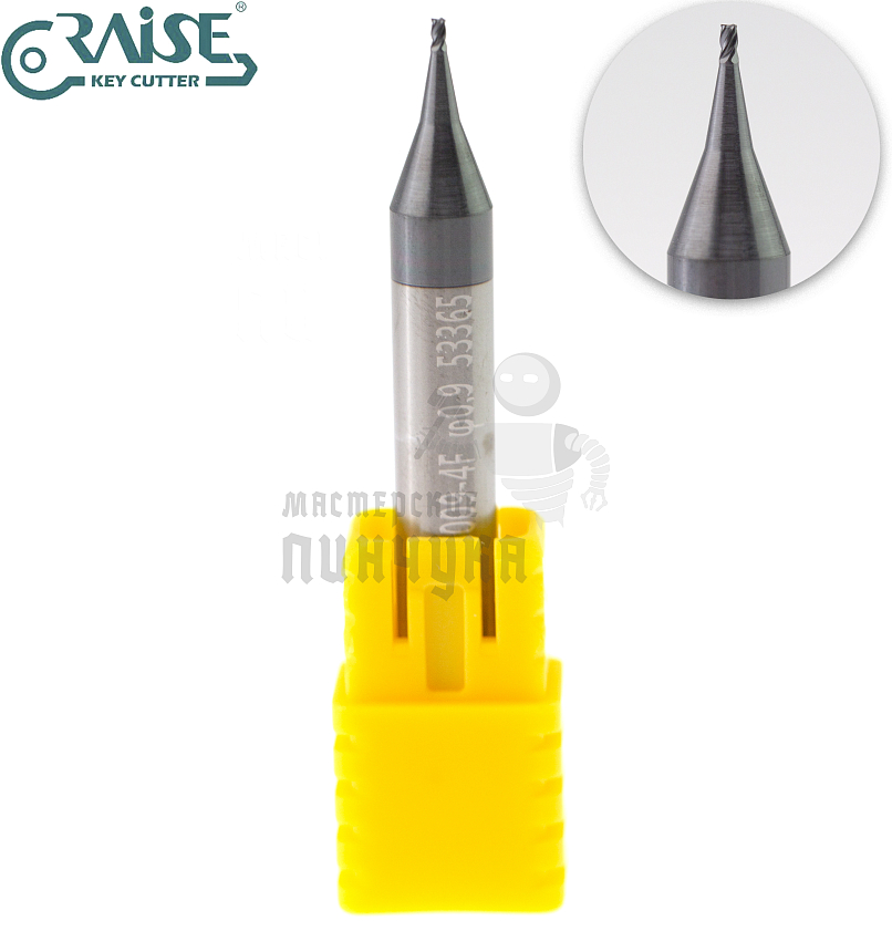 Вертик.фреза RAISE EW6009-4F ф0,9мм CARBIDE (ф0,9Х6Х40X4F)								