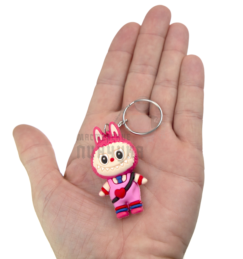 Брелок для ключей "LABUBU" с сердцем, цв.розовый