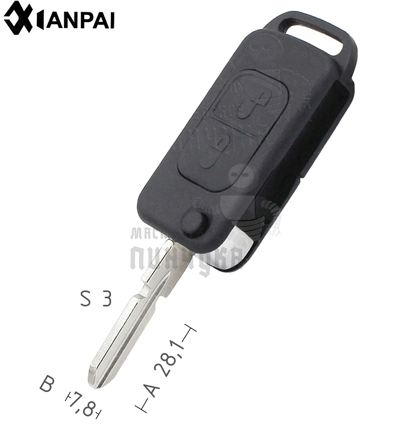 Корпус выкидного ключа ME-2 HU39 HF39 2 кнопки КНР  MERCEDES