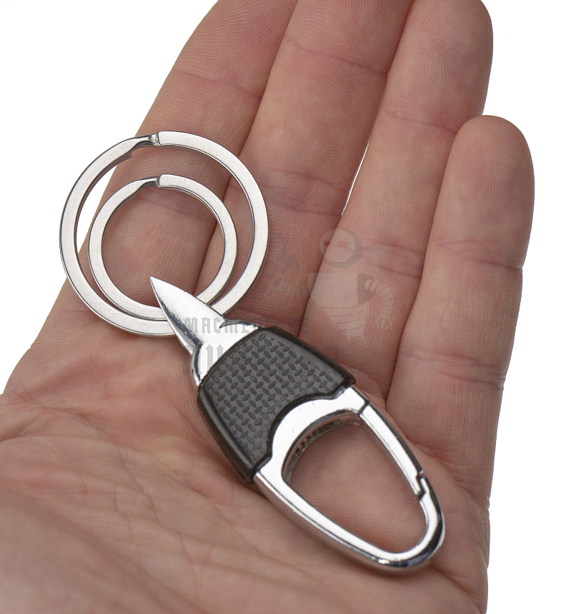 Карабин чёрный с двумя кольцами для ключей овальный