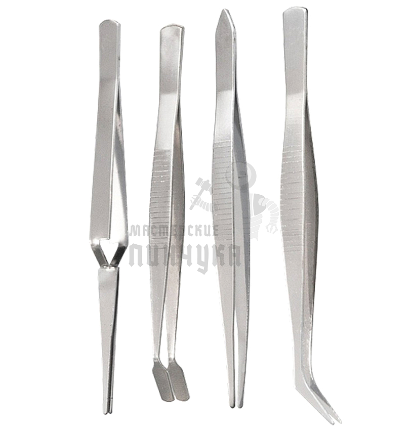 Набор пинцетов из нержавеющей стали, 4 шт.// Sparta