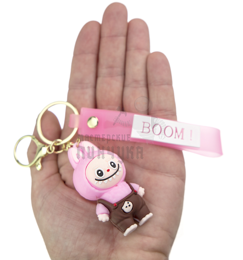 Брелок для ключей "LABUBU" с карабином, цв.розовый