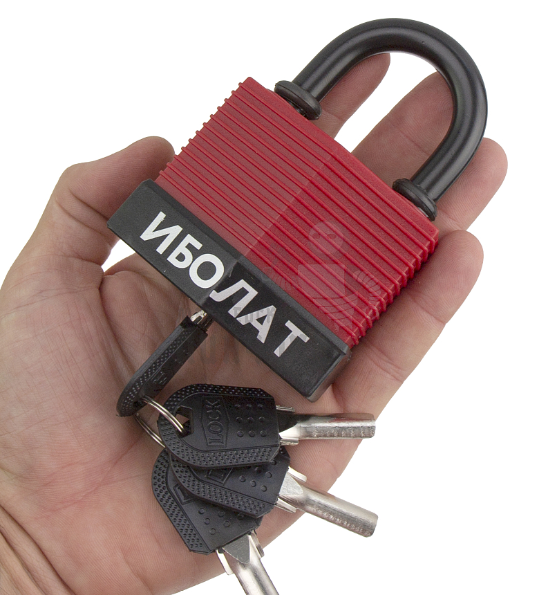 Навесной замок "ИБОЛАТ" 70мм (красный)