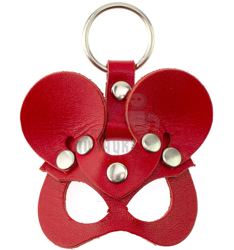 Брелок кожаный Мышка, цв.красный