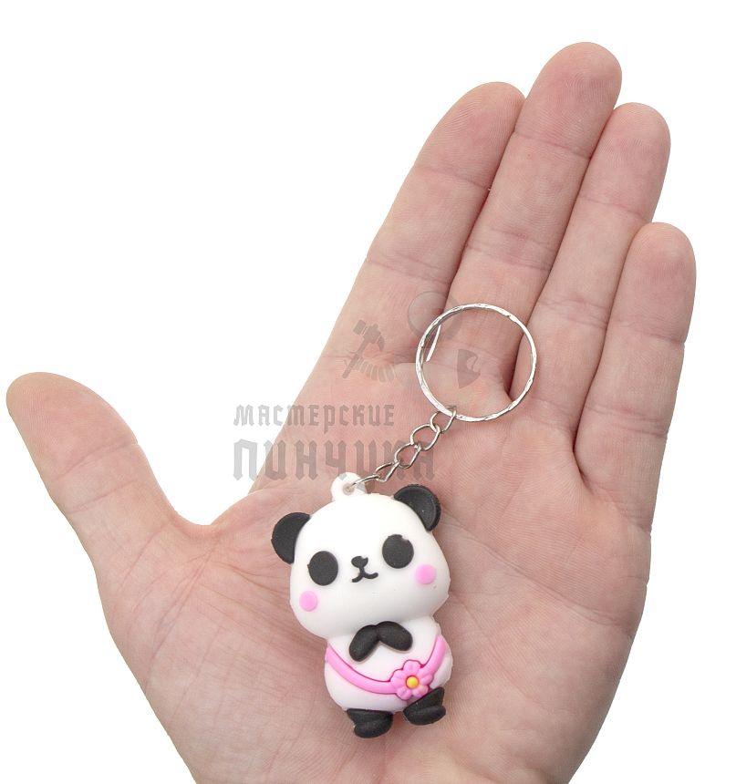 Брелок для ключей "Панда с розовым поясом"