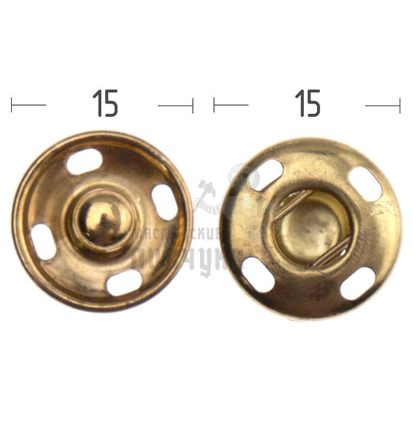 Кнопка пришивная 15мм латунь цв золото