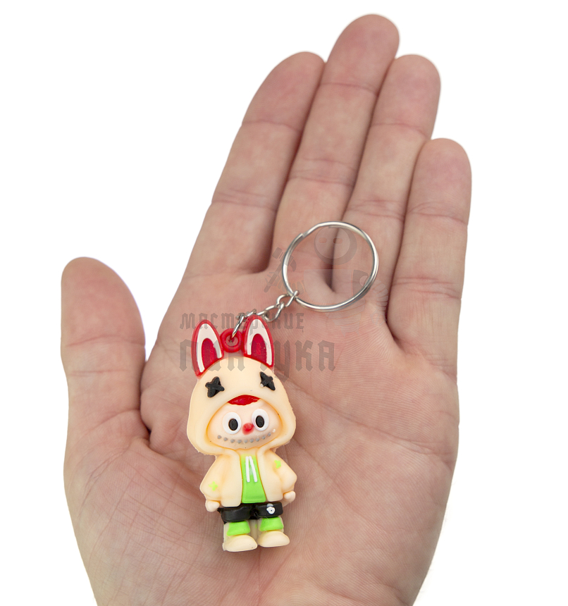 Брелок для ключей "LABUBU" с ушками, цв.персиковый