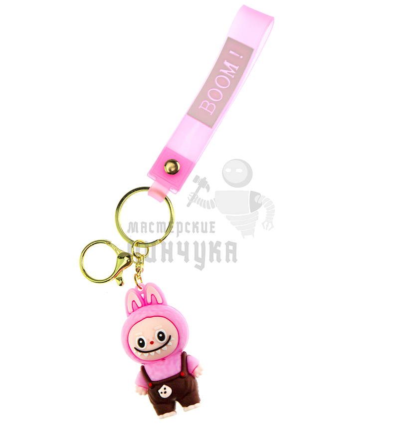 Брелок для ключей "LABUBU" с карабином, цв.розовый
