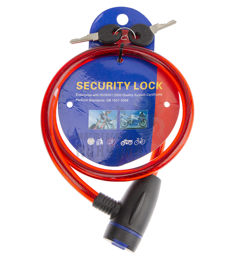 Замок для велосипеда 65см, толстый, "LOCK", цв.красный