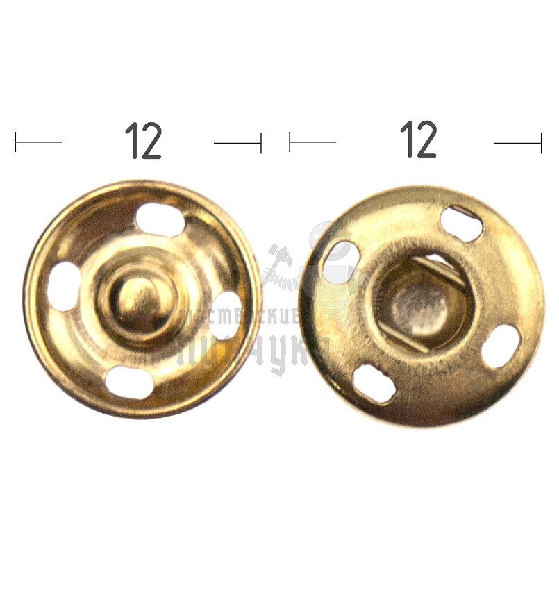Кнопка пришивная 12мм латунь цв золото