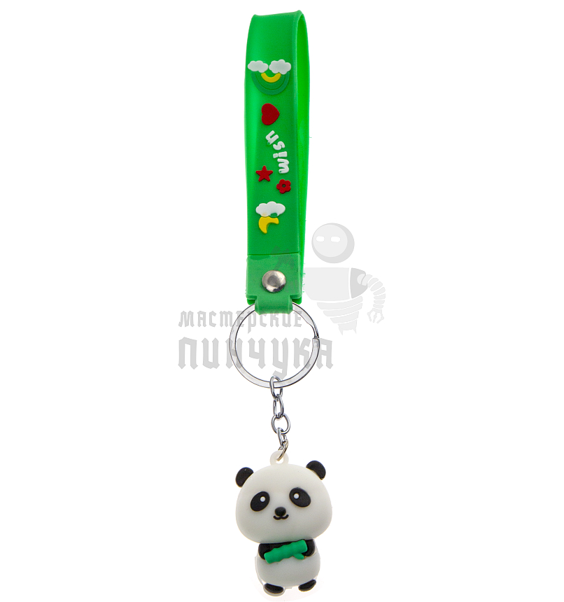 Брелок для ключей "Панда мини бамбук" + ремешок, цв.зеленый