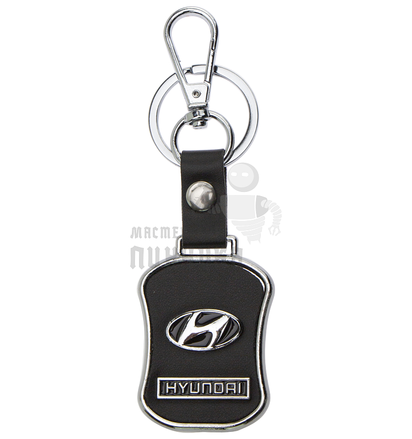 Авто карабин с кольцом для ключей HYUNDAI (2) Экокожа