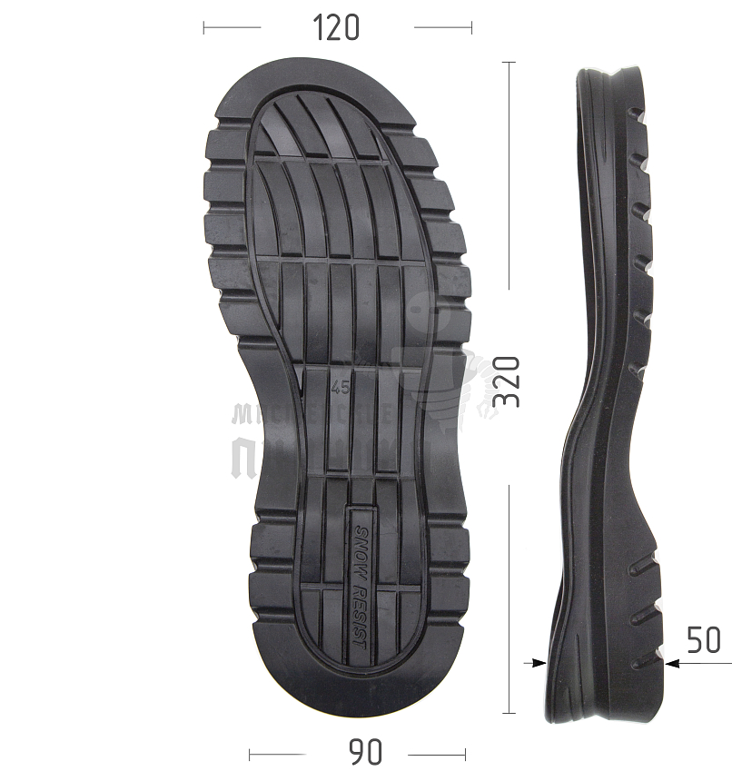 Подошва муж. "Snow Resist", Киров 90185 р. 45, цв. черный