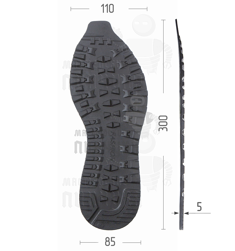 Подошва "Fashion 8005", р. 37-40, цв. черный