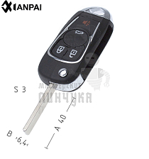 Корпус выкидного ключа OP-11P HU100 HF66P 3 кнопки + паника КНР  CHEVROLET - Чертеж