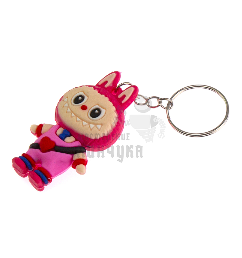 Брелок для ключей "LABUBU" с сердцем, цв.розовый