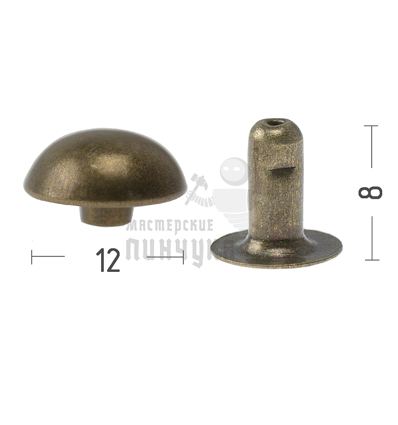 Хольнитены 12х8мм, сфера, односторонний, цв. антик