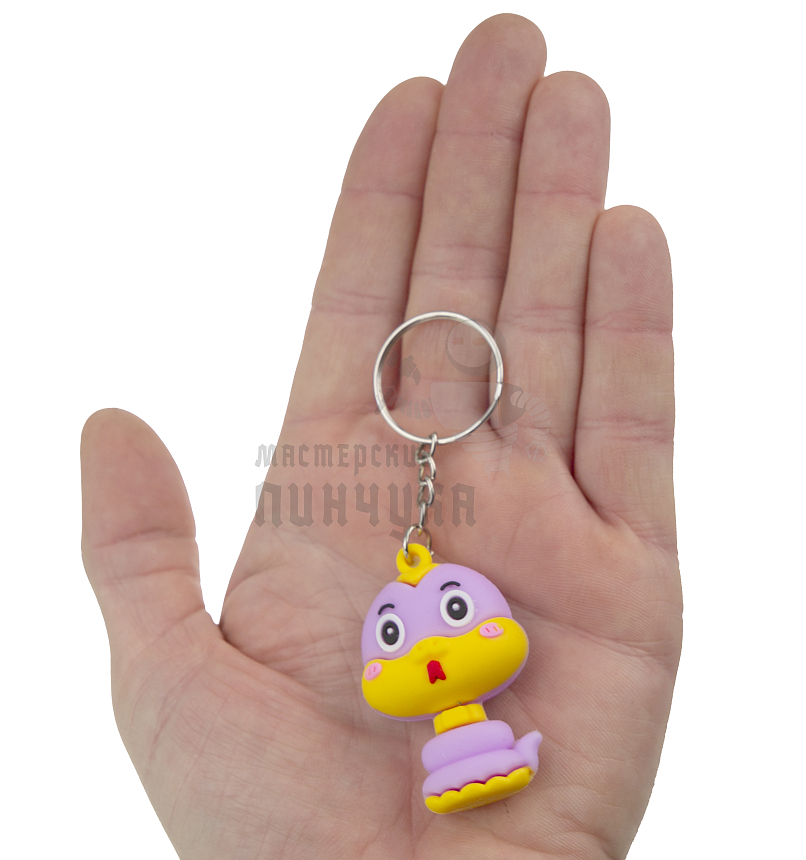 Брелок для ключей "Змейка" цв.лиловый с кольцом