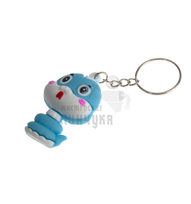 Брелок для ключей "Змейка" цв.голубой с кольцом