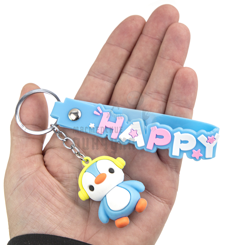 Брелок для ключей "Пингвин" цв.голубой + ремешок