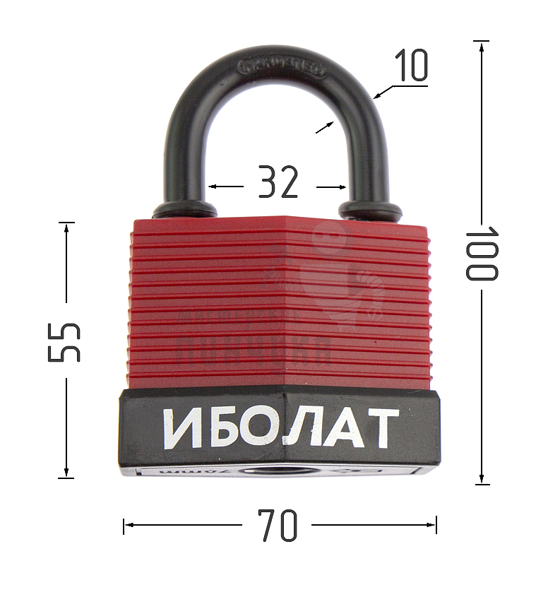 Навесной замок "ИБОЛАТ" 70мм (красный)