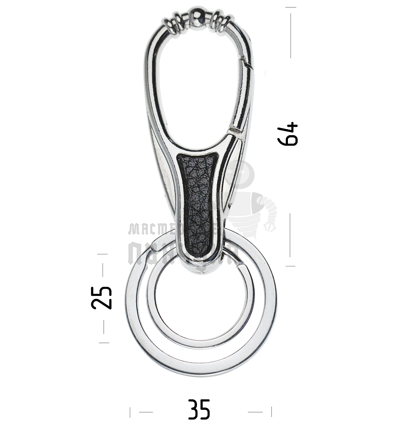 Карабин с двумя кольцами для ключей чёрный